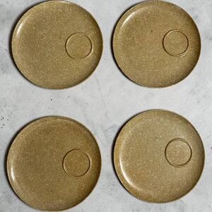 Kenro Melamine Speckled Snack Plates Set 4 MCM Vintage Tan Brown USA